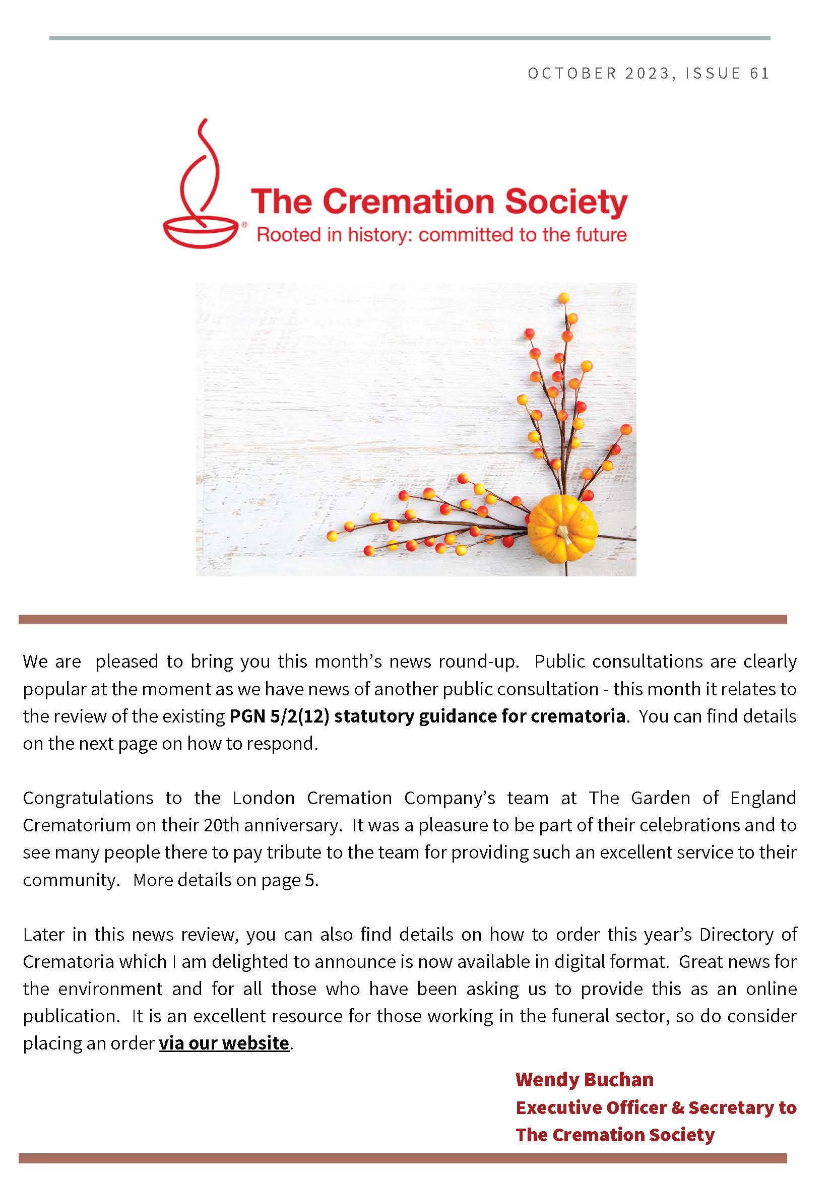Cremation society october news review